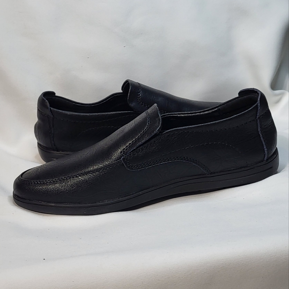 Clohoo Men's Black NWOT Handcrafted Cowhide Faux Leather Slip-On Loafers Sz US 7 - Picture 2 of 12